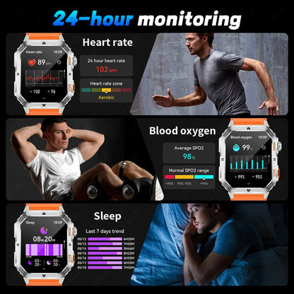 LIGE Fashion 1000mAh Big Battery Smart Watch Men 2.01” HD Screen Bluetooth Call 3ATM Waterproof Sports Health Monitor Smartwatch