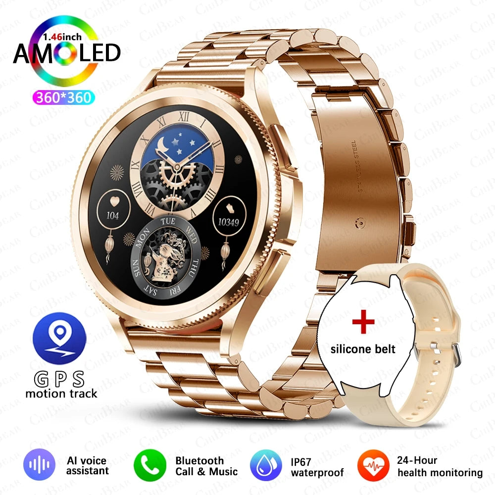 2025 New Smart Watch 6 Classic Smart Watch Fashion Men Sports Fitness Waterproof Heart Rate AMOLED HD Bluetooth Call Smartwatch