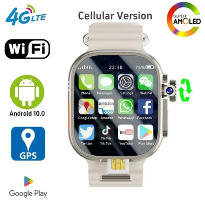 4G Android smartwatch DW99 with 2.2-inch Amoled rotating camera, supports video call, GPS and WIFI app downloads Smart watch Men