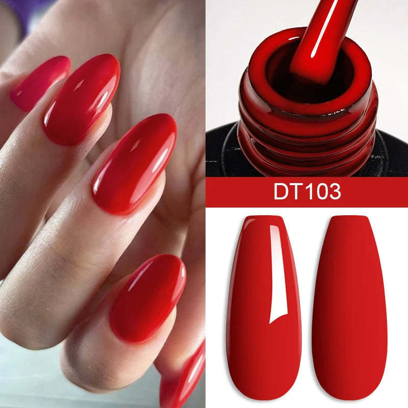 7ML Wine Red Gel Nail Polish Christmas Red Glitter Semi Permanent Varnish Nail Supplies Soak Off UV LED Nail Art Gel Polish DIY