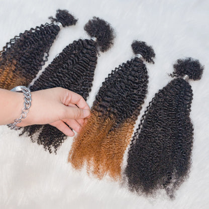 4C Kinky Twist Crochet Braiding Hair 100% Human Hair Dreadlocks Extensions 16" Curly Human Hair QVR Afro Kinky Bulk Hair T1B-30#