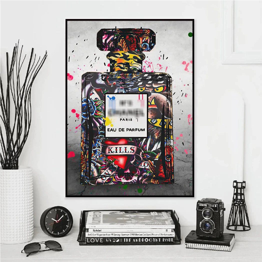 Abstract Street Graffiti Ink Style Perfume Stylized Wall Art Posters Home Room Decor Canvas Painting Mural Picture Print Artwork