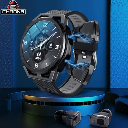 2025 Wireless Headset 2-In-1 Smartwatch Man Bluetooth Voice Call  Waterproof Smart Watch Distance Activity Tracker Music Watches