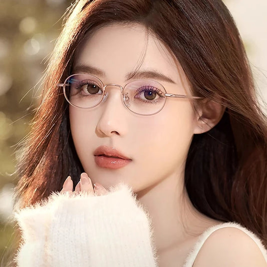 YIMARUILI Retro Oval Titanium Alloy Glasses Women Fashion Small Face Wide Edge Design Optical Prescription Eyeglasses Frame 2017