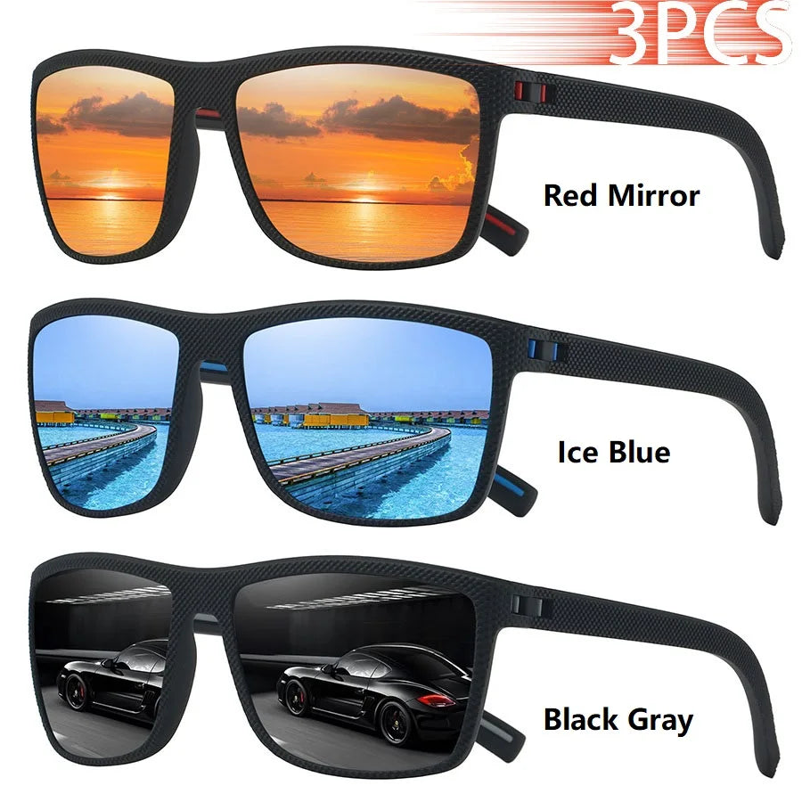 3 PCS Fashion Vintage Check Pattern Sunglasses Men Women Fishing Driving Man Luxury Brand Designer Sun Glasses UV400 Eyewear