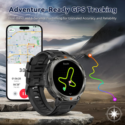 EIGIIS KE3Pro Original Smart Watch for Men with LED Flashlightwith Heart Rate Sleep fitness Monitor with GPS Multiple Sport Mode