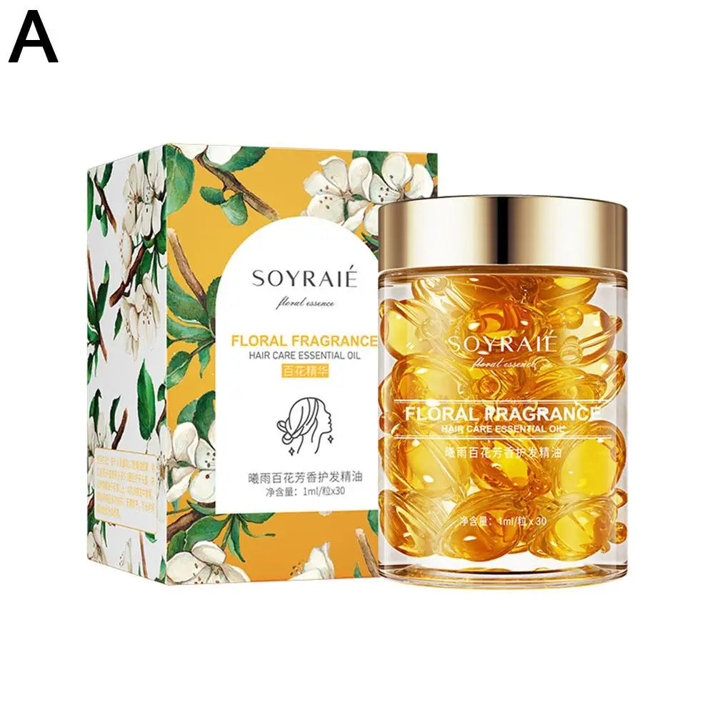 30pcs Hair Care Vitamin Capsules Rose, Lily Extract Hair Treatment Oil Repair Damaged Smooth Hair Care Serum Nourishing Hair Oil
