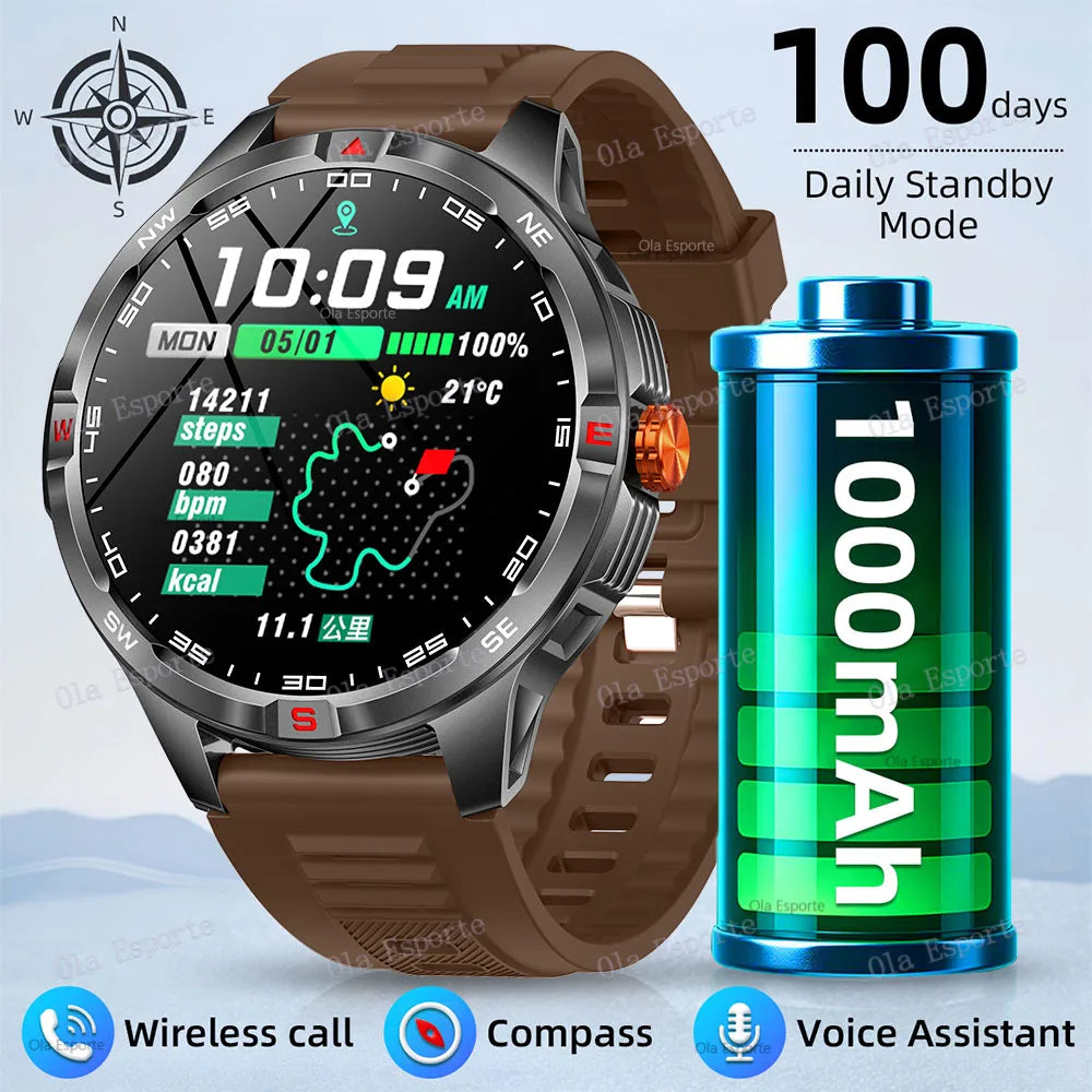 T-Rex 3 Military 1000mAh Battery Smart Watch 10ATM Waterproof GPS Track Compassr Bluetooth Call AMOLED Men Swim Sport Smartwatch