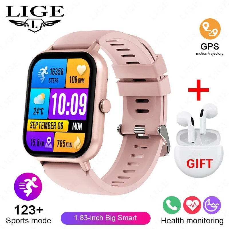 LIGE Smart Watch Women Smartwatch 2024  Bluetooth Answer Call Voice Assistant Whatsapp Reminder IP67 waterproof Men Smart Watch