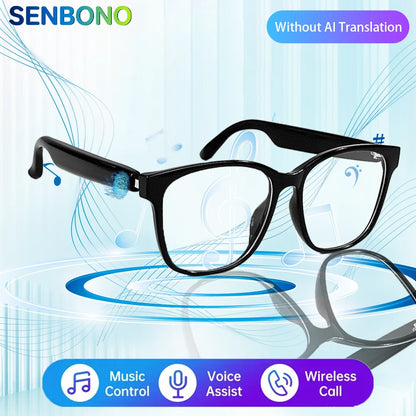 SENBONO 2025 New Smart Glasses with AI Translation Smart Glasses  Outdoor Sport Fishing Driving Sunglass for IOS Android Xiaomi
