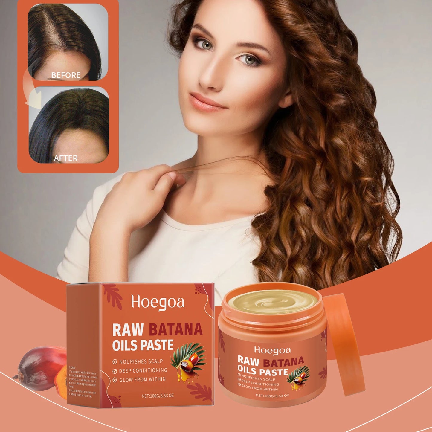 Damaged Repairing Hair Mask Organic Batana Oil Dry Hair End Repair Anti-Loss Smoothing Treatment Conditioner Hair Care