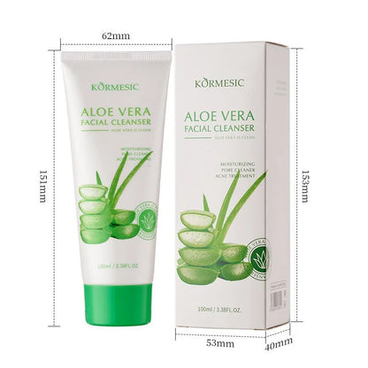 KORMESIC 4pcs Aloe Vera Series Women's Care Kit Natural Organic Aloe Vera Gel Series Facial Care Cleansing Moisturizing Skincare