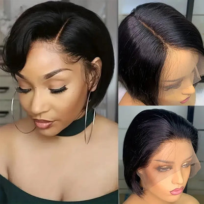 Short Pixie Cut Wigs Straight Lace Front Human Hair Wigs Glueless Wig Short Bob Wigs For Women Natural Color Cheap Wig On Sale