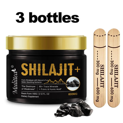 Mulittea High Purity Original Shilajit Mineral Supplements with 85+ Trace Minerals & Fulvic Acid for Man Energy Stamina