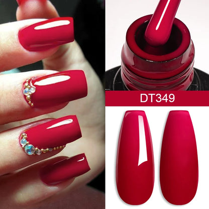 7ML Wine Red Gel Nail Polish Christmas Red Glitter Semi Permanent Varnish Nail Supplies Soak Off UV LED Nail Art Gel Polish DIY