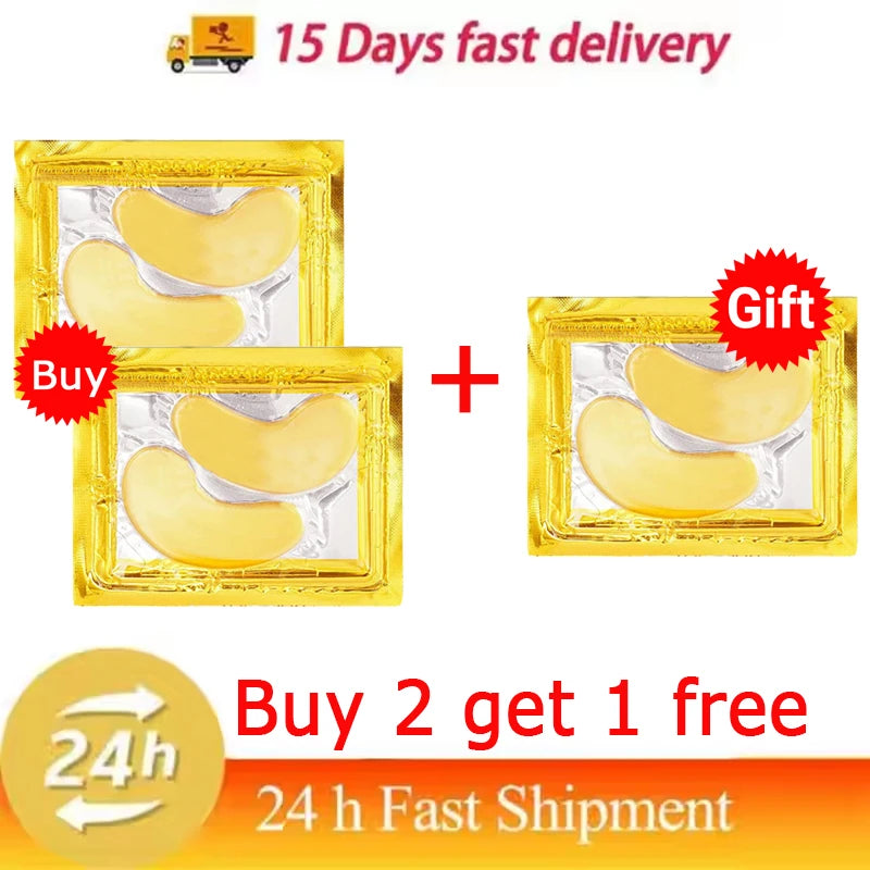 24k Gold Collagen Eye Mask Anti Wrinkle Fade Fine Line Remove Eye Bag Puffiness Dark Circles Fat Granules Moisturizing Skin Care