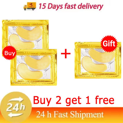 24k Gold Collagen Eye Mask Anti Wrinkle Fade Fine Line Remove Eye Bag Puffiness Dark Circles Fat Granules Moisturizing Skin Care