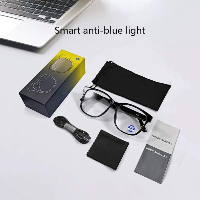 GS08 Smart Glasses AI Voice Asisstant Music Calling Noise Reduction Anti-blue BT TWS Glasses UV400 Protection Men Women Sticker