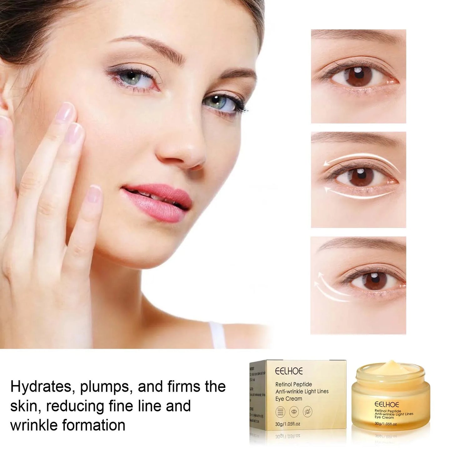 Retinol Peptide Eye Cream Reduce Dark Circles Eye Bag Remover Improve Puffiness Fade Eyes Fine Lines Brighten Eye Cream