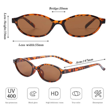 Очки New Women's Leopard Brown Sunglasses Fashion Brand Small Frame Sun Glasses Ladies Retro Oval Eyewear Shade Oculus De Sol