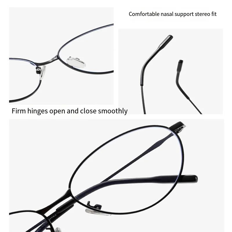 New Fashion Glasses Frame Men Women Ultralight Ellipse Metal Frame Anti Blue Light Transparent Lens Optical Eyeglasses