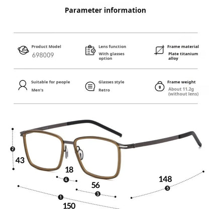 Linde Replica Classic Circular Frame Eyeglasses Prescription Titanium Alloy Eyewear Comfortable Reading Myopia Glasses 698009