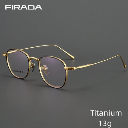 FIRADA Fashion Luxury Glasses Retro Comfortable Pure Titanium Eyewear Business Prescription Eyeglasses Frame Men Women M3090-C