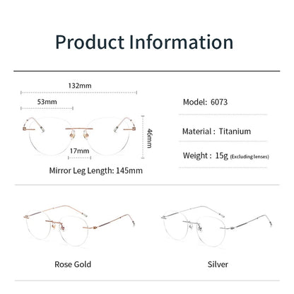 Xbora Ultra-light Titanium Men's And Women's Frameless Anti-blue Light Myopia Glasses Frame Prescription Optical Eyeglasses 6073