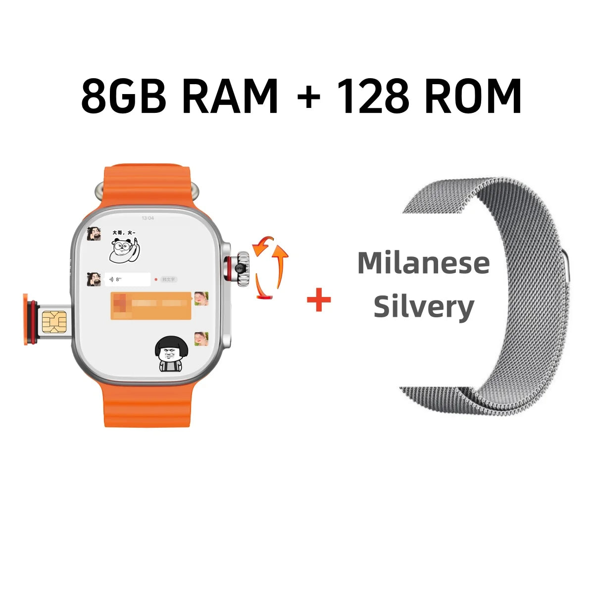 CDS9 S9 Ultra Smart Watch Android 4G Network Simcard 2.2inch 448*528 Amoled Heart Rate Monitor Google Play Store Video Calls