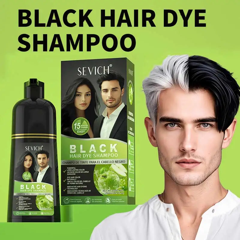 Green Apple Black Hair Dye Shampoo 500ml Diy Herbal Coloring Hairs Instant Gray To Black Instant Coloring Shampoo For Women&Men