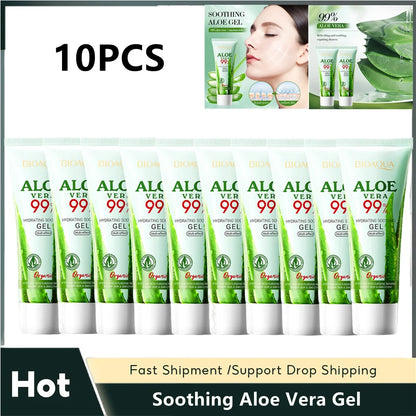 10PCS 50ml Hydrating And Soothing Aloe Vera Gel Moisturizing Soothing Skin Deep Repair Aloe Vera Gel Skin Care Facial Care