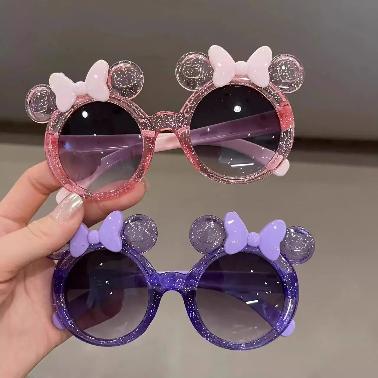 New Cute Crystal Bow Girls Children Sunglasses Fashion Trend Personalized Cartoon Sun Glasses Kids Shiny Eyewear