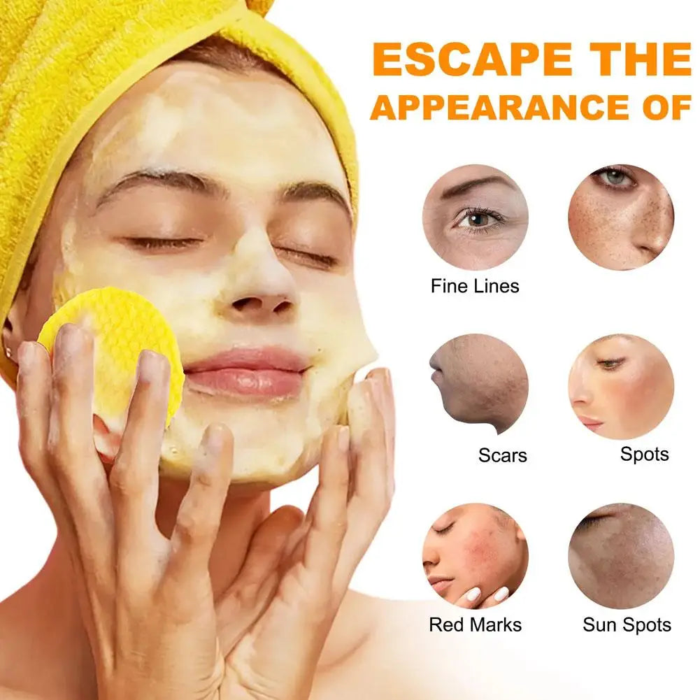 Turmeric Cleansing Pad Kojic Acid Sponges Exfoliating Pads-Acne Scars 50pcs Lemon Chamomile Deep Cleaning For Face Care Products
