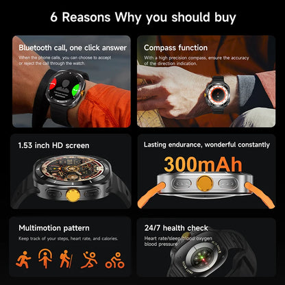 2025 New Watch 7 Ultra Smart Watch Men 3D Display Sport SmartWatch GPS NFC Compass Blood oxygen Smartwatch Women For Android IOS