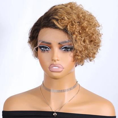 Black Pearl Pixie Wig Short Bob Wigs Curly Wigs Human Hair Wigs For Women 13x6x1 Lace Front Wigs Pelucas De Cabello 100 Humano