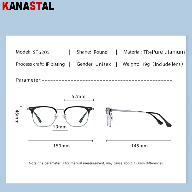 Women Titanium Eyeglasses Frame Men Blue Light Blocking Glasses Literary Square Computer Goggles Anti Rays Optics Eyewear Frame