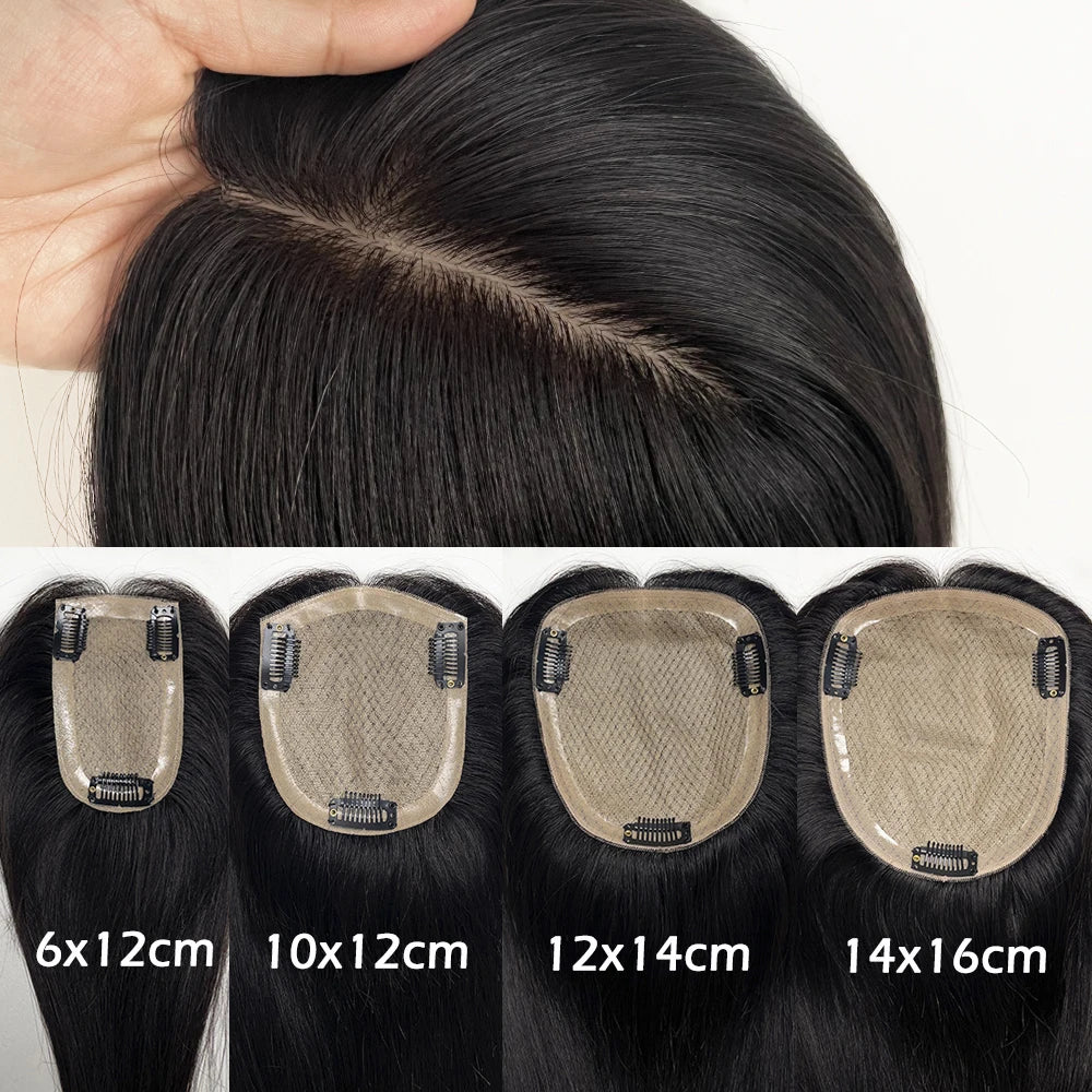 Silk Base Human Hair Women Toppers 4 Sizes Breathable Natural Scalp Top Virgin European Human Hair Pieces For Women