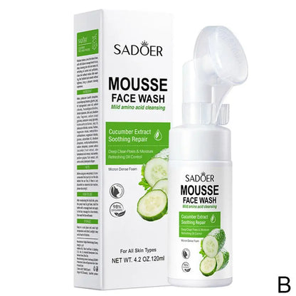 SADOER Amino Acid Facial Cleanser Mousse - Gentle Foam Wash for Sensitive Skin Hydrating & Soothing PH Balanced (150ml)