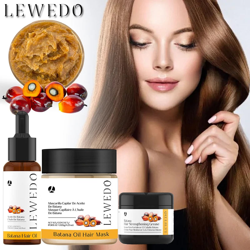 Lewedo Natural Batana Hair Growth Oil Set For Men Women Reduce Hair Loss Treatment Serum Nourish Scalp Anti-Breakage Hair Mask