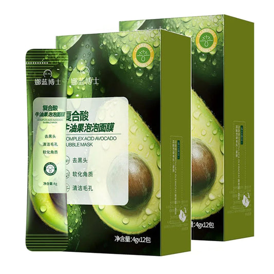 1/2Box Complex Acid Avocado Cleansing Facial Bubble Mask,Deep Cleaning Bubble Clarifying Mask,Oil-Control Shrinks Pores Skincare