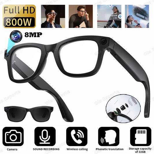 2IN1 AI Smart Glasses 800W Pixel Camera Bluetooth Call Voice Assistant Stereo Music Translate anti-blue light lenses Sunglasses