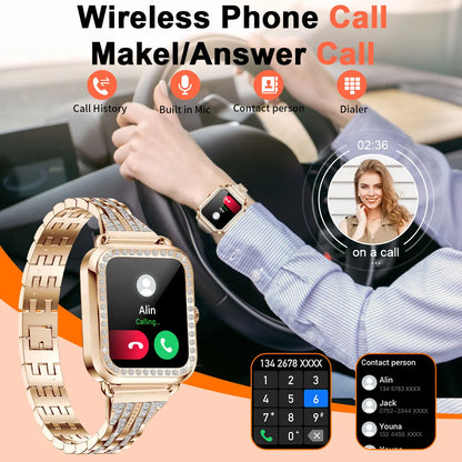 LIGE New Women Smart Watch Full Touch Screen Bluetooth Call Waterproof Watches Sport Fitness Tracker Smartwatch For Android iOS