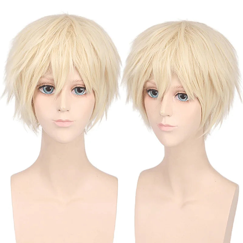 New Concubine Synthetic Bob Men's Short Straight Hair Cover Fake Cosplay Wig Ombre Green Black Blue Blonde Hairpiece