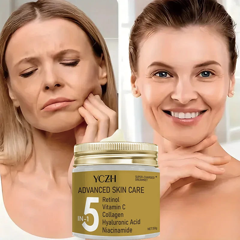 5 in 1 Instant Lifting Advanced Cream, Containing Retinol, Vitamin C, Collagen, Hyaluronic Acid, and Niacinamide, Tightens the Skin, Suitable for All Skin Types, Unisex, Elegant Packaging Design, Advanced Formula