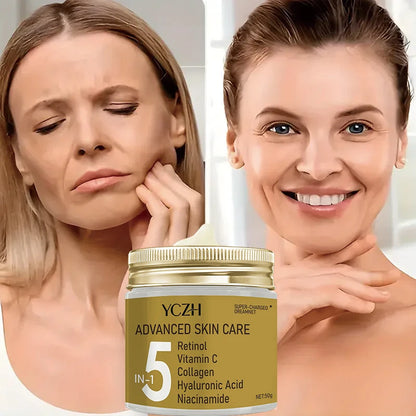 5 in 1 Instant Lifting Advanced Cream, Containing Retinol, Vitamin C, Collagen, Hyaluronic Acid, and Niacinamide, Tightens the Skin, Suitable for All Skin Types, Unisex, Elegant Packaging Design, Advanced Formula