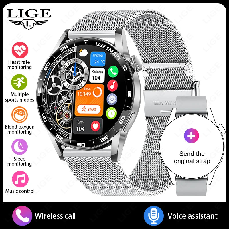 LIGE 2025 Voice Calling Smart Watch Men 1.38" HD IP68 Waterproof Sports Fitness Watches New Man Women Smartwatch For Android iOS