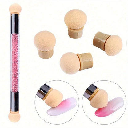 Double-ended Gradient Shading Pen Dotting Brush Sponge Head Rhinestone Handle Nail Art Brush Nail Art Painting Manicure Tools