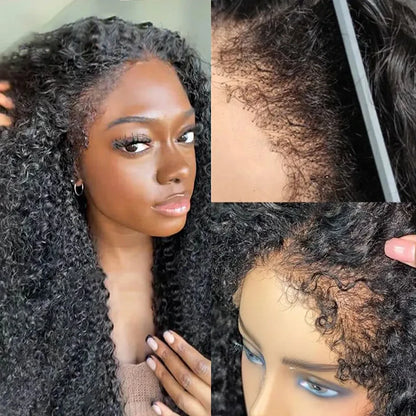 4C Edges Kinky Curly Wigs 13x6 HD Lace Frontal Wig Raw Human Hair Deep Wave 13x4 Lace Front Human Hair Wigs on Clearance Sale