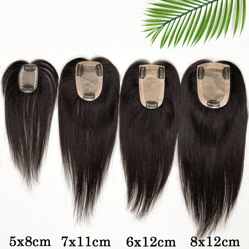 Breathable Silk Base Human Hair Women Toppers 4 Sizes Natural Scalp Top Virgin European Human Hair Pieces with Clips