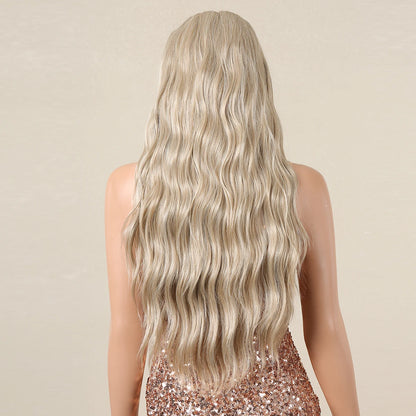 Blonde Synthetic Headband Wigs Long Water Wavy Wig for Women Daily Party Heat Resistant Fiber Natural Looking Realistic Hair